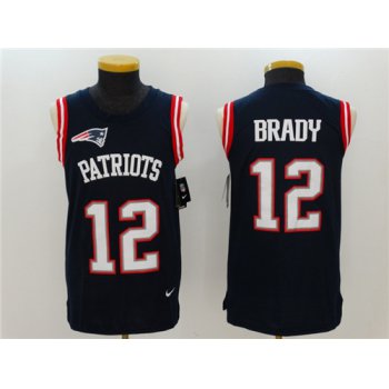 Men's New England Patriots #12 Tom Brady Navy Blue Color Rush 2017 Vest Stitched NFL Nike Tank Top Jersey