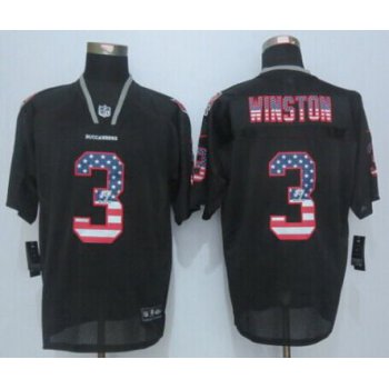 Men's Tampa Bay Buccaneers #3 Jameis Winston 2014 Nike USA Flag Fashion Black Elite Jersey