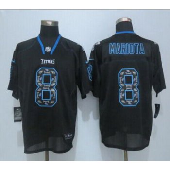 Men's Tennessee Titans #8 Marcus Mariota Nike Lights Out Black Ornamented Elite Jersey