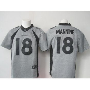 Men's Denver Broncos #18 Peyton Manning Nike Gray Gridiron 2015 NFL Gray Limited Jersey