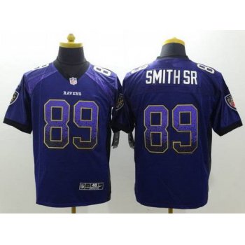 Nike Baltimore Ravens #89 Steve Smith Sr Drift Fashion Purple Elite Jersey