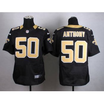 Nike New Orleans Saints #50 Stephone Anthony Black Elite Jersey