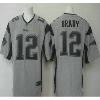 Men's New England Patriots #12 Tom Brady Nike Gray Gridiron 2015 NFL Gray Limited Jersey