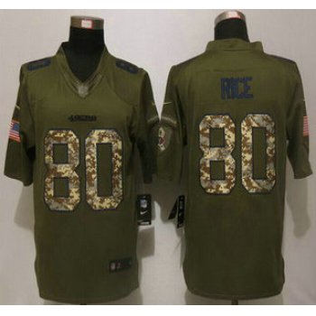 Men's San Francisco 49ers #80 Jerry Rice Retired Player Green Salute to Service 2015 NFL Nike Limited Jersey