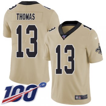 Nike Saints #13 Michael Thomas Gold Men's Stitched NFL Limited Inverted Legend 100th Season Jersey