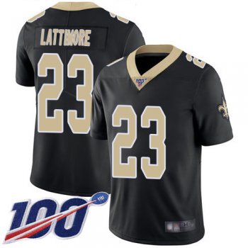 Nike Saints #23 Marshon Lattimore Black Team Color Men's Stitched NFL 100th Season Vapor Limited Jersey