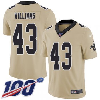 Nike Saints #43 Marcus Williams Gold Men's Stitched NFL Limited Inverted Legend 100th Season Jersey