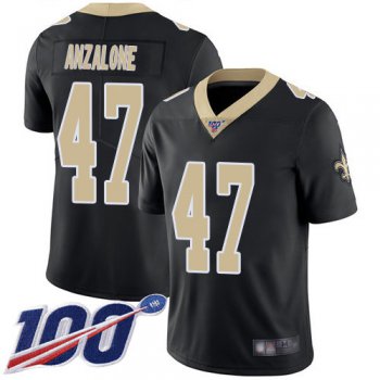 Nike Saints #47 Alex Anzalone Black Team Color Men's Stitched NFL 100th Season Vapor Limited Jersey