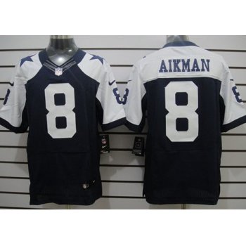 Nike Dallas Cowboys #8 Troy Aikman Blue Thanksgiving Elite Jersey
