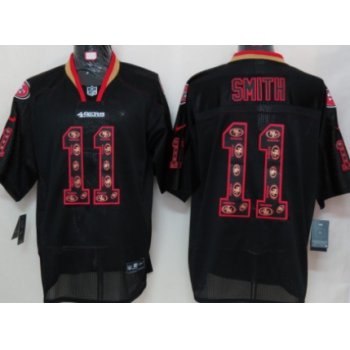 Nike San Francisco 49ers #11 Alex Smith Lights Out Black Ornamented Elite Jersey