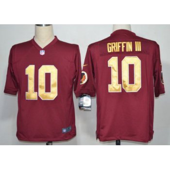 Nike Washington Redskins #10 Robert Griffin III Red With Gold Game Jersey