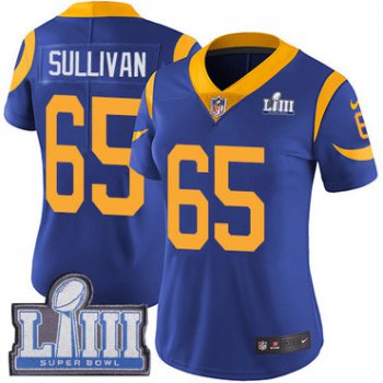 #65 Limited John Sullivan Royal Blue Nike NFL Alternate Women's Jersey Los Angeles Rams Vapor Untouchable Super Bowl LIII Bound