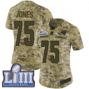 #75 Limited Deacon Jones Camo Nike NFL Women's Jersey Los Angeles Rams 2018 Salute to Service Super Bowl LIII Bound