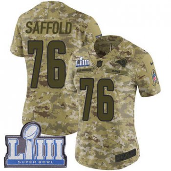 #76 Limited Rodger Saffold Camo Nike NFL Women's Jersey Los Angeles Rams 2018 Salute to Service Super Bowl LIII Bound