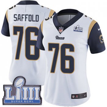 #76 Limited Rodger Saffold White Nike NFL Road Women's Jersey Los Angeles Rams Vapor Untouchable Super Bowl LIII Bound
