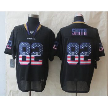 Nike Baltimore Ravens #82 Torrey Smith 2014 USA Flag Fashion Black Elite Jersey