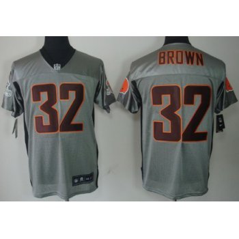 Nike Cleveland Browns #32 Jim Brown Gray Shadow Elite Jersey