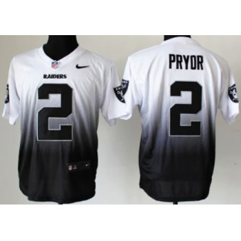 Nike Oakland Raiders #2 Terrelle Pryor White/Black Fadeaway Elite Jersey