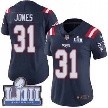#31 Limited Jonathan Jones Navy Blue Nike NFL Women's Jersey New England Patriots Rush Vapor Untouchable Super Bowl LIII Bound