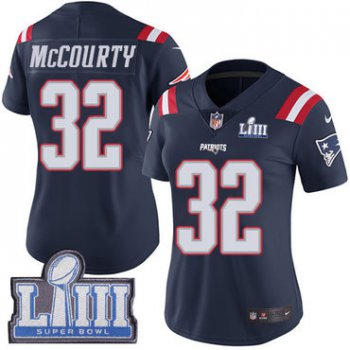 #32 Limited Devin McCourty Navy Blue Nike NFL Women's Jersey New England Patriots Rush Vapor Untouchable Super Bowl LIII Bound