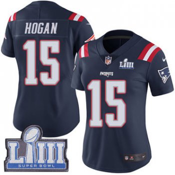Women's New England Patriots #15 Chris Hogan Navy Blue Nike NFL Rush Vapor Untouchable Super Bowl LIII Bound Limited Jersey