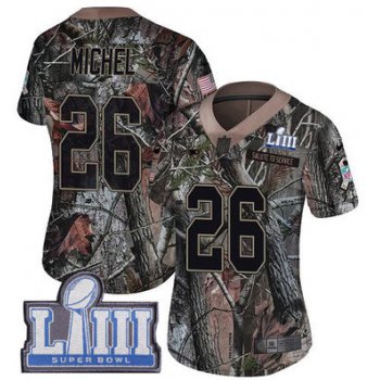 Women's New England Patriots #26 Sony Michel Camo Nike NFL Rush Realtree Super Bowl LIII Bound Limited Jersey