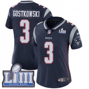 Women's New England Patriots #3 Stephen Gostkowski Navy Blue Nike NFL Home Vapor Untouchable Super Bowl LIII Bound Limited Jersey