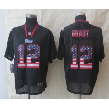 Nike New England Patriots #12 Tom Brady 2014 USA Flag Fashion Black Elite Jersey