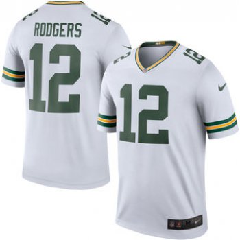 Men's Green Bay Packers #12 Aaron Rodgers Nike White Color Rush Legend Jersey