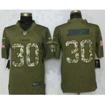 Men's Houston Texans #30 Kevin Johnson Green Salute To Service Stitched NFL Nike Limited Jersey