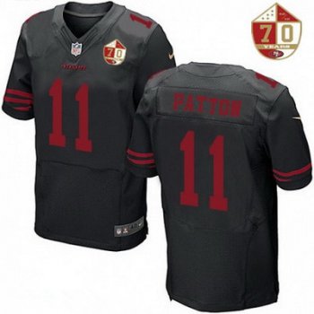 Men's San Francisco 49ers #11 Quinton Patton Black Color Rush 70th Anniversary Patch Stitched NFL Nike Elite Jersey