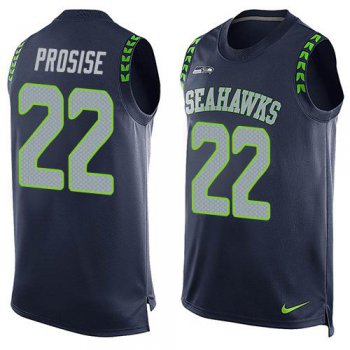 Men's Seattle Seahawks #22 C. J. Prosise Navy Blue Hot Pressing Player Name & Number Nike NFL Tank Top Jersey