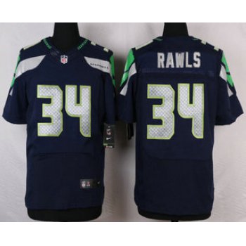 Men's Seattle Seahawks #34 Thomas Rawls Navy Blue Team Color NFL Nike Elite Jersey