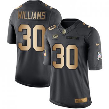 Nike Green Bay Packers #30 Jamaal Williams Black Men's Stitched NFL Limited Gold Salute To Service Jersey
