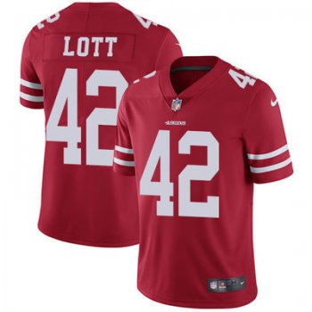 Nike San Francisco 49ers #42 Ronnie Lott Red Team Color Men's Stitched NFL Vapor Untouchable Limited Jersey
