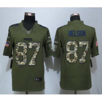 Men's Green Bay Packers #87 Jordy Nelson Green Salute To Service 2015 NFL Nike Limited Jersey