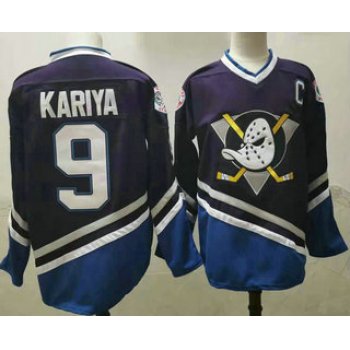 Men's Anaheim Ducks #9 Paul Kariya 1995-96 Purple CCM Vintage Throwback Jersey
