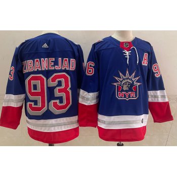 Men's New York Rangers #93 Mika Zibanejad Light Blue 2021 Retro Stitched NHL Jersey