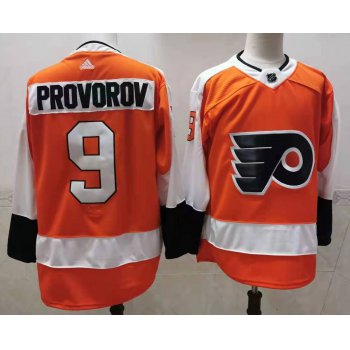 Men's Philadelphia Flyers #9 Ivan Provorov Orange With Black Name Adidas 2020-21 Stitched NHL Jersey