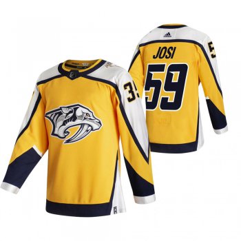 Nashville Predators #59 Roman Josi Yellow Men's Adidas 2020-21 Reverse Retro Alternate NHL Jersey