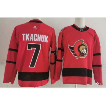 Ottawa Senators #7 Brady Tkachuk Red Men's Adidas 2020-21 Reverse Retro Alternate NHL Jersey