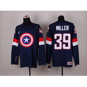 2015 Men's Team USA #39 Ryan Miller Captain America Fashion Navy Blue Jersey