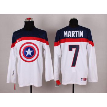 2015 Men's Team USA #7 Paul Martin Captain America Fashion White Jersey