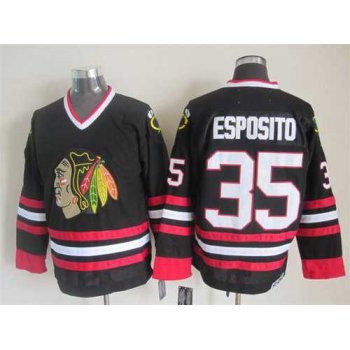 Chicago Blackhawks #35 Tony Esposito Black CCM Vintage Throwback Jersey