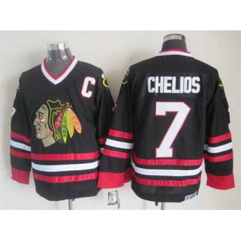 Chicago Blackhawks #7 Chris Chelios Black CCM Vintage Throwback Jersey