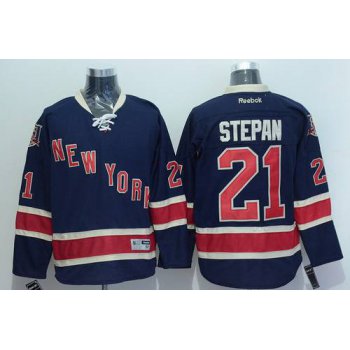 Men's New York Rangers #21 Derek Stepan Navy Blue Third 85TH Jersey
