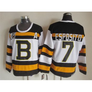 Boston Bruins #7 Phil Esposito White 75TH Throwback CCM Jersey