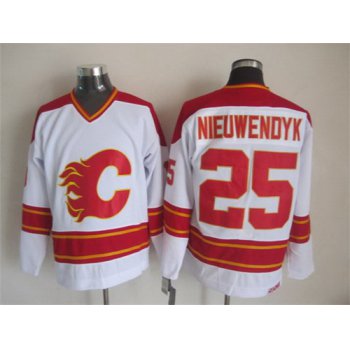 Calgary Flames #25 Joe Nieuwendyk White Throwback CCM Jersey