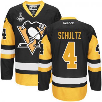 Youth Pittsburgh Penguins #4 Justin Schultz Black With Gold 2017 Stanley Cup NHL Finals Patch Jersey