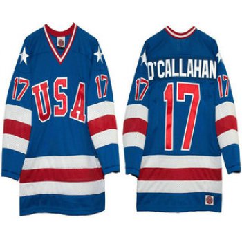 Men's 1980 Olympics USA #17 Jack O'Callahan Royal Blue Throwback Stitched Vintage Ice Hockey Jersey